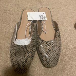 NWT Faux leopard or snake skin mules